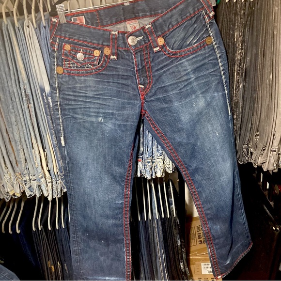 SOLD! Red Stitched Ricky SuperT’s True Religion Size 32x30 as seen on “SEMATARY” - Picture 3 of 6